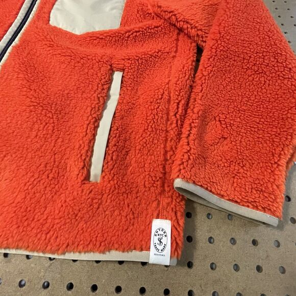 NWOT Todd Snyder Sherpa Pile Fleece Full Zip Jacket Orange Medium Men - Picture 3 of 8